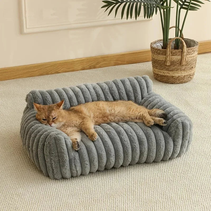 etifly Lights & Decor - Dream Lounge Pet Bed - Plush Ribbed Pet Sofa Breathable Bed for Cats and Small Dogs