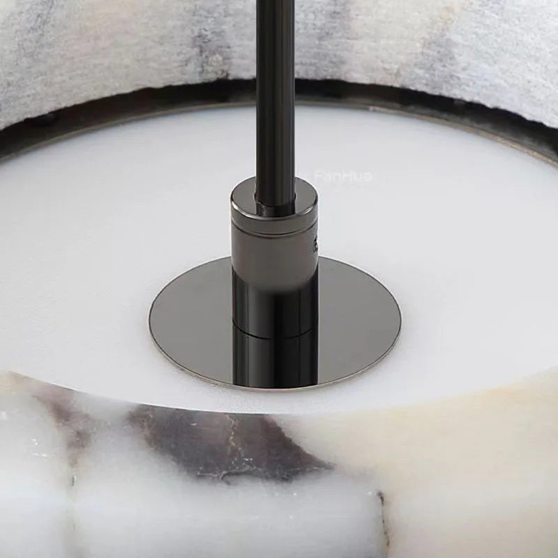 Modern natural stone Alabaster Core LED pendant lamp, dimmable marble chandelier with adjustable height for luxury bedroom bedside and kitchen bar