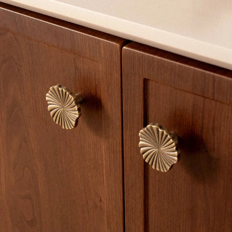 SBrass Cabinet Pulls Cup Flat Vintage Drawer Pulls Kitchen Cupboard Bathroom Dresser Cabinet Knob Hardware Antique Brass Handles-Letifly Lights and Decor