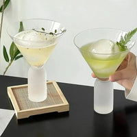 Creative Cocktail Glasses Cups Frosted Handle Glass Cups High-foot Martini Glass Cup Simple Dessert Cold Drink Cup Kitchen Tools-Letifly Lights and Decor