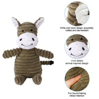 Plush corduroy squeaky dog toy animal shape durable chew toy for puppies and dogs