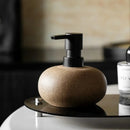 Ceramic pebble soap dispenser with matte black pump bathroom accessory