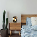 Marble LED bedside lamp soft glow sculptural natural stone cylinder and globe night light