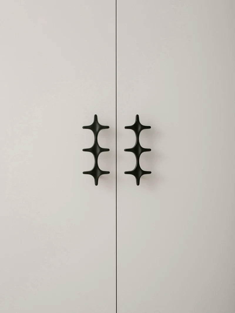 Letifly Lights & Decor - Crossbeam Brass Knobs - Sculptural Brass Cabinet Knobs Cross Shape Antique Gold Black Polished Chrome Hardware