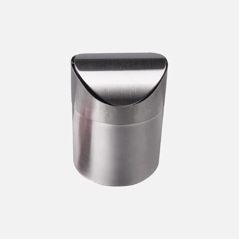 304 Mini Countertop Brushed Stainless Steel Swing Lid Trash Can Set, 1.5 L / 0.40 Gal,Desktop gold trash can-Letifly Lights and Decor