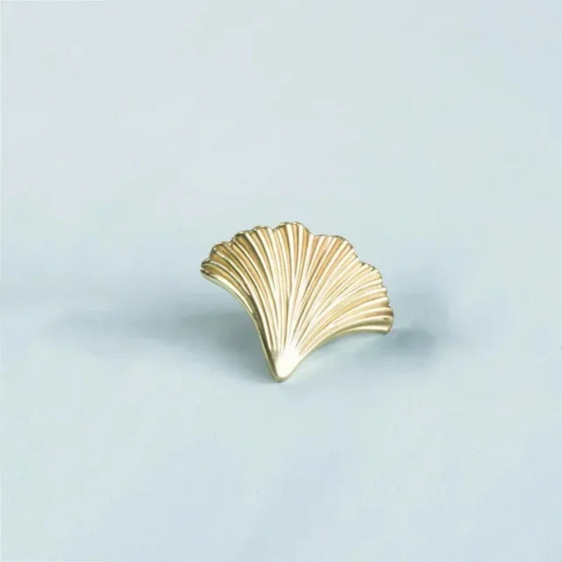 Ginkgo Leaf Brass Cabinet Door Handle Creative Personality Solid Wardrobe Nordic Gold Drawer Cabinet Handle Home Hardware-Letifly Lights and Decor