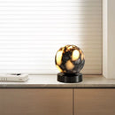 Marble LED bedside lamp soft glow sculptural natural stone cylinder and globe night light
