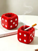 Glossy Red Square Dice Resin Ashtray Creative Cigarette Ash Container for Living Room Desk Bar Office Table Decor Accent-Letifly Lights and Decor