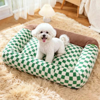 Letifly Lights & Decor - Checker Nest Pet Bed - Plush Checkerboard Dog and Cat Bed Soft Cushioned Pet Lounge Mat