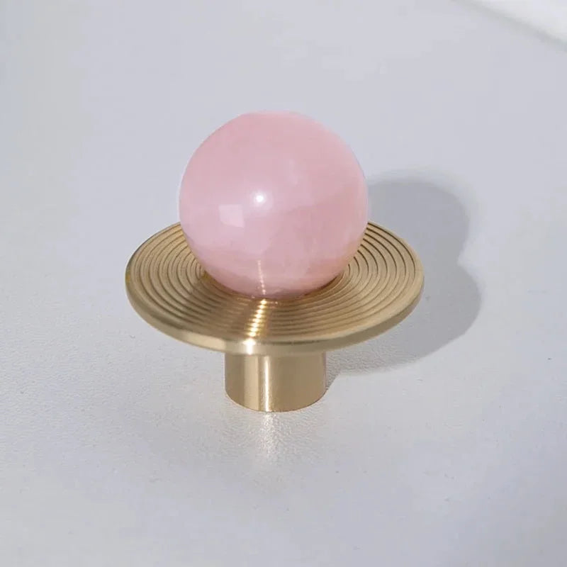 Luxury Natural Stone + brass Knobs Cabinet Knob Handle Dresser Knobs Drawer Pulls Elegant Green Furniture Hardware-Letifly Lights and Decor