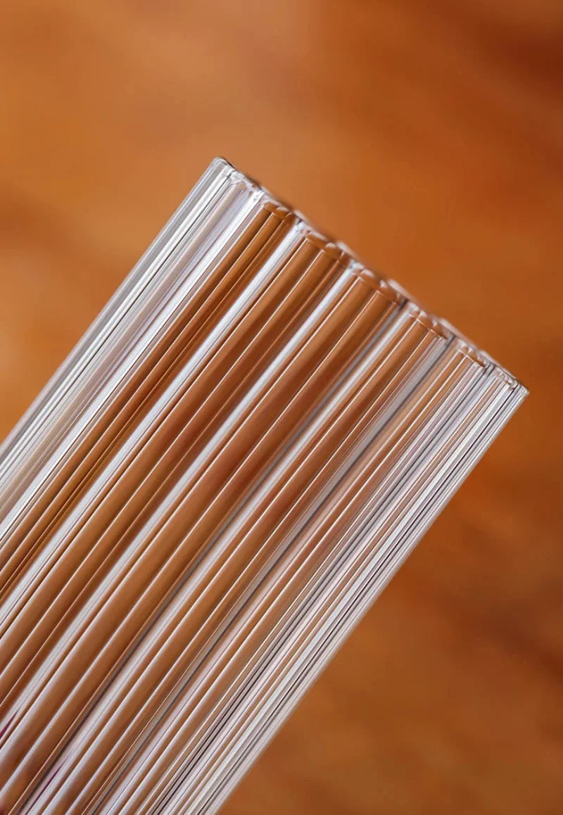 ribbed tall glass borosilicate clear drinkware for cocktails juice water