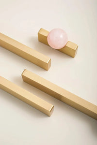 New Light Luxury Cabinet Door Handle High End Brass Wardrobe Handle Natural Crystal Ball Shoe Cabinet Drawer Long Handle-Letifly Lights and Decor