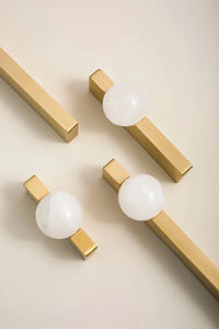 New Light Luxury Cabinet Door Handle High End Brass Wardrobe Handle Natural Crystal Ball Shoe Cabinet Drawer Long Handle-Letifly Lights and Decor