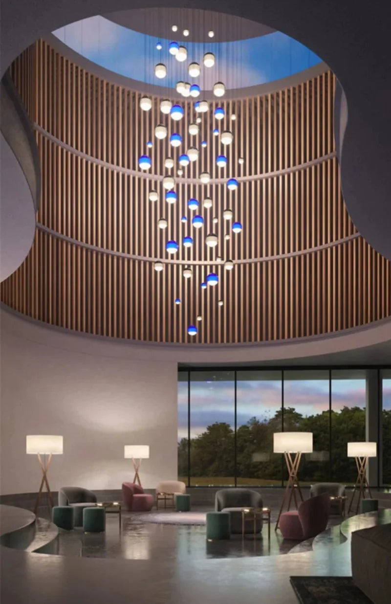 Modern Creative Colored Glass Ball LED Chandelier Restaurant Living Room Bedroom Hotel Art Pendant Lamp Home Decor Light Fixture-Letifly Lights and Decor