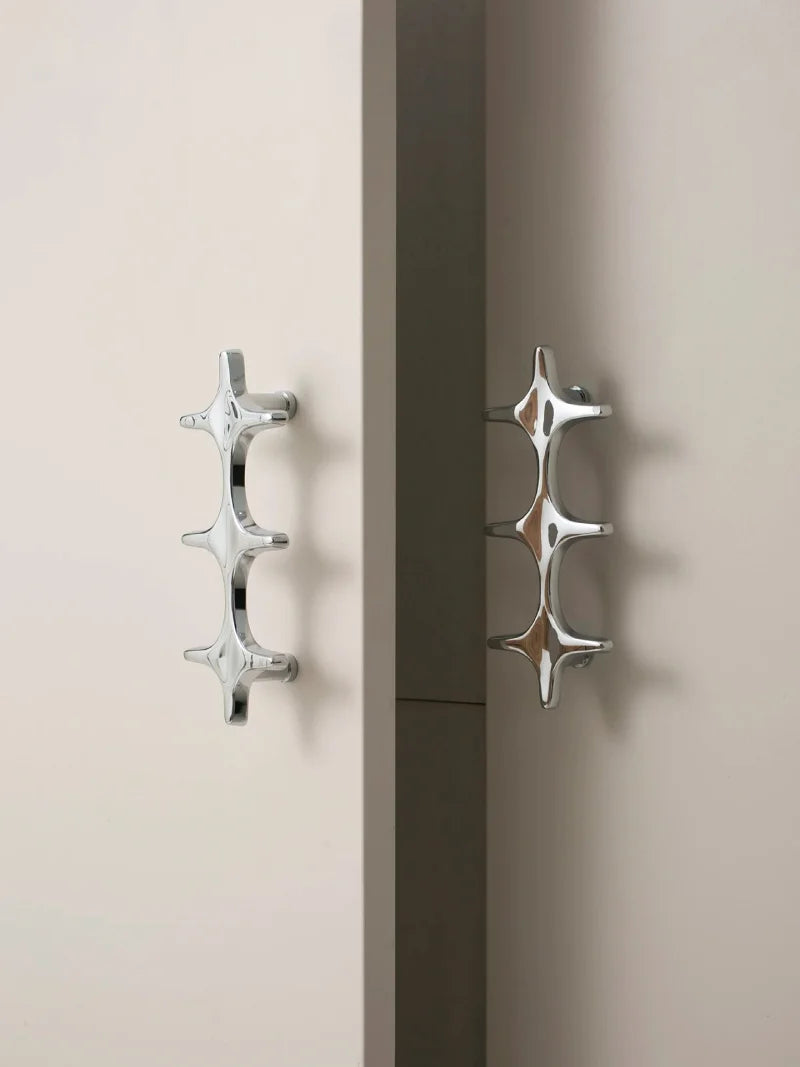 Letifly Lights & Decor - Crossbeam Brass Knobs - Sculptural Brass Cabinet Knobs Cross Shape Antique Gold Black Polished Chrome Hardware