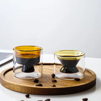 Heat Resistant High Borosilie Glass Double Layered Coffee Tea Cup Ins Sle Wine Glass Tasting Cup Water Cup AroN Colored-Letifly Lights and Decor