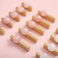 New Light Luxury Cabinet Door Handle High End Brass Wardrobe Handle Natural Crystal Ball Shoe Cabinet Drawer Long Handle-Letifly Lights and Decor