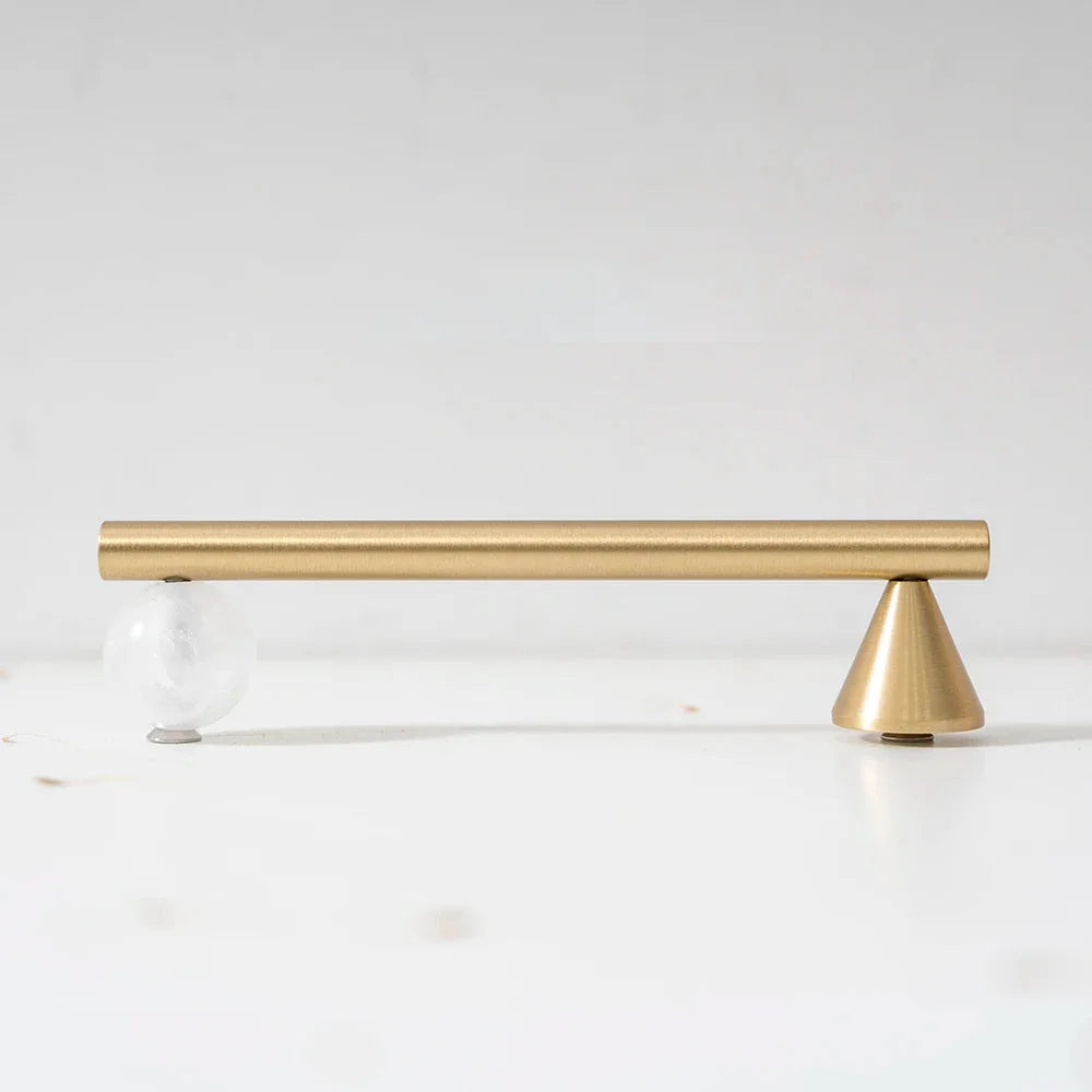 Tinyhob Natural Green Marble Brass Furniture Knob with Plate / Handles for Cabinets and Drawers Knobs Wardrobe Pulls-Letifly Lights and Decor