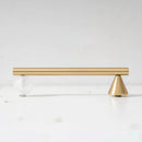 Tinyhob Natural Green Marble Brass Furniture Knob with Plate / Handles for Cabinets and Drawers Knobs Wardrobe Pulls-Letifly Lights and Decor