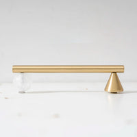 Tinyhob Natural Green Marble Brass Furniture Knob with Plate / Handles for Cabinets and Drawers Knobs Wardrobe Pulls-Letifly Lights and Decor