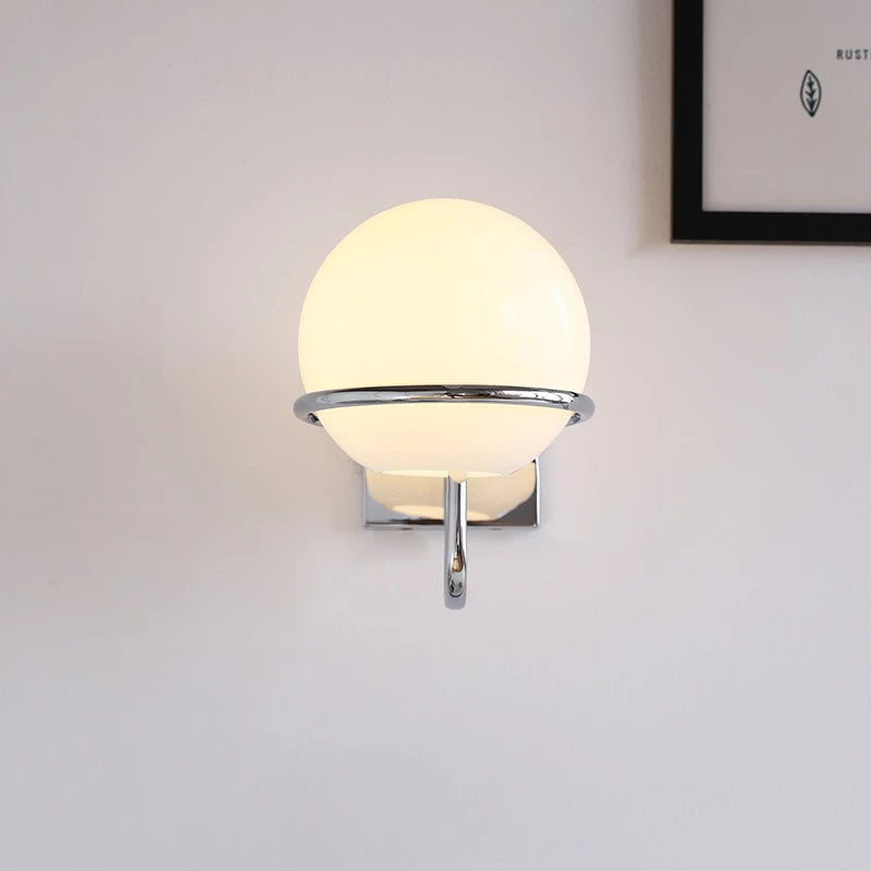 Kinetic Orb Wall Light - Letifly Lights and Decor - Modern Wall Light Glass Orb Curved Metal Arm Bauhaus Style Ambient Lighting