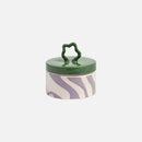 Retro colorful ceramic storage jar with lid wavy design glazed finish kitchen coffee candy container