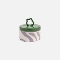 Retro colorful ceramic storage jar with lid wavy design glazed finish kitchen coffee candy container