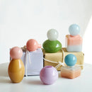 Pastel colored glass bud vase sealed lid sculptural aromatherapy flower diffuser container