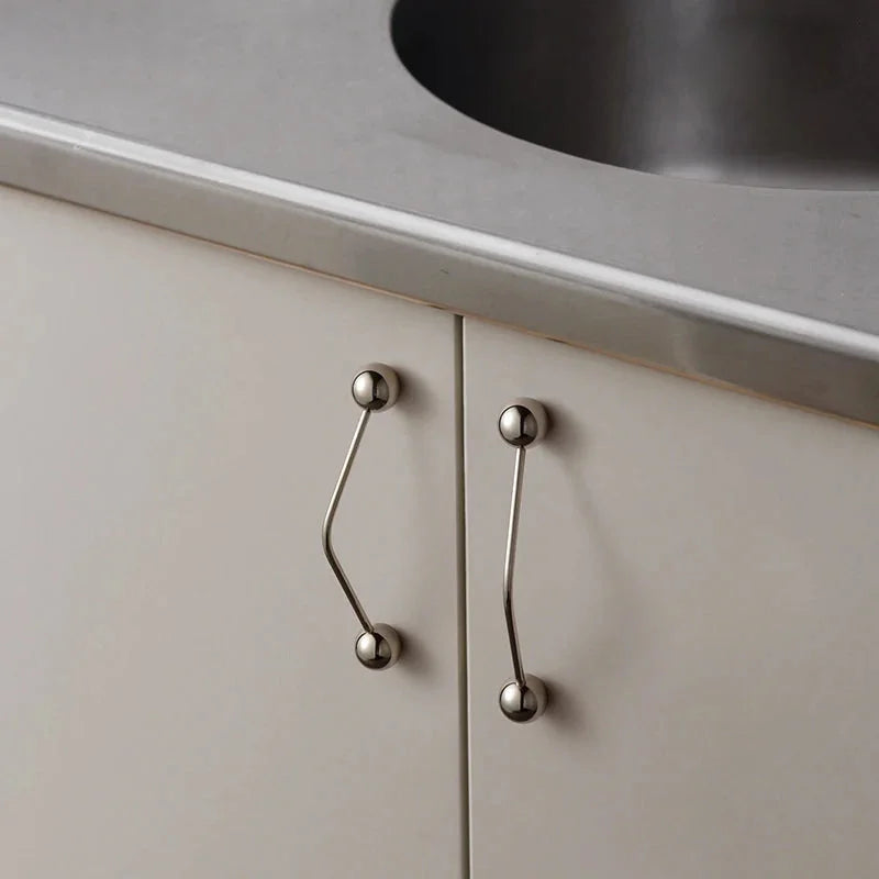 Kinetic Line Knobs & Pulls Minimalist brass cabinet knobs and pulls solid brass modern hardware set