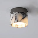 Vena Marble round natural stone ceiling light, retro translucent marble art deco ceiling lamp for Nordic home entrance, hallway, and modern decor