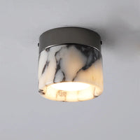 Vena Marble round natural stone ceiling light, retro translucent marble art deco ceiling lamp for Nordic home entrance, hallway, and modern decor