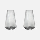Highball drinking glass clear geometric modern faceted borosilicate vertical ripple texture