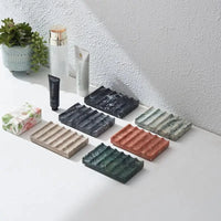 1pcs Natural Marble Soap Dish Natural Antique Wood Grain Soap Box Retro Red Soap Holder Home Decoration Bathroom Accessories-Letifly Lights and Decor