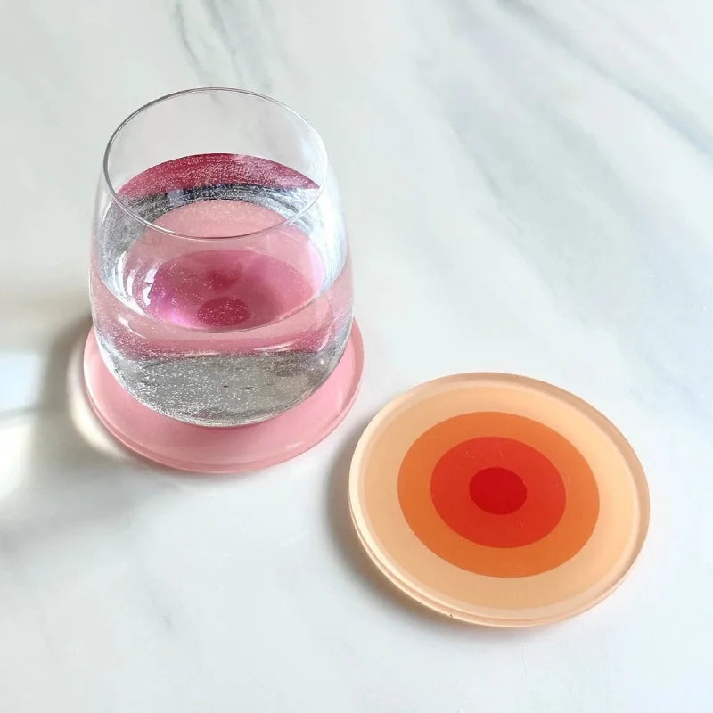 5pcs Acrylic Anti Slip Coaster Porta Vasostable Mat Cup Holders Gradient Color Cocinas Accesorios Kitchen Drink Coasters-Letifly Lights and Decor