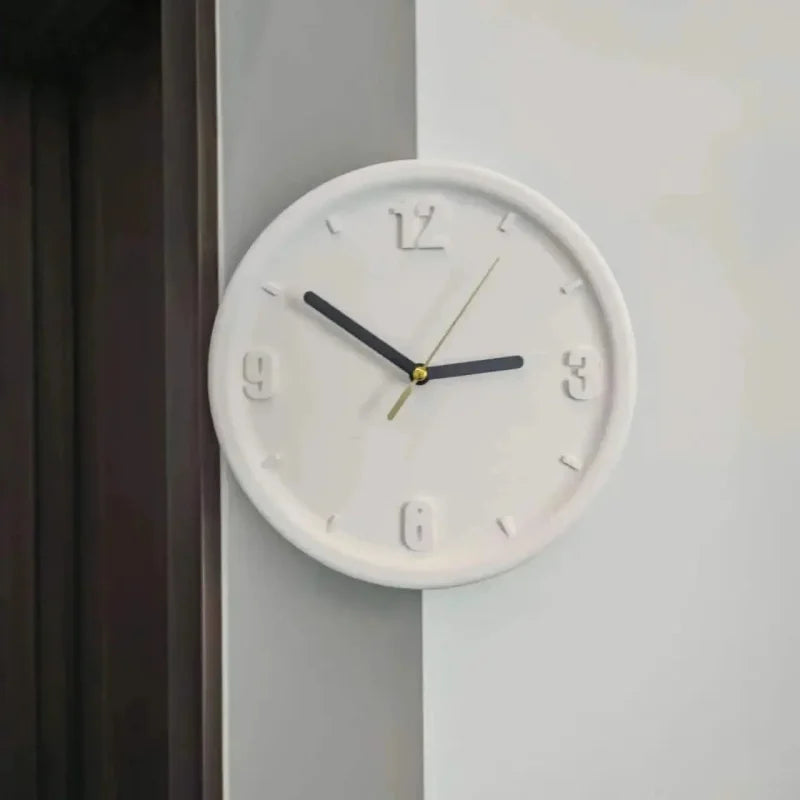 Ins Quiet Wall Clock 8inch Non-Ticking Punch-Free Corner Wall Clock Wall Decor Bedroom Technology Luxury Art Home Decoration-Letifly Lights and Decor