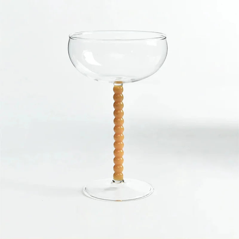 200ml Elegant Champagne Coupes Yellow Amber Green Purple Black Beaded Stem Glass Goblet Cocktail Glass Cup Beverage Drinkware-Letifly Lights and Decor