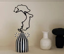 Ceramic Vase Double Ear Striped Glazed Black Blue Abstract Living Room Modern Decor