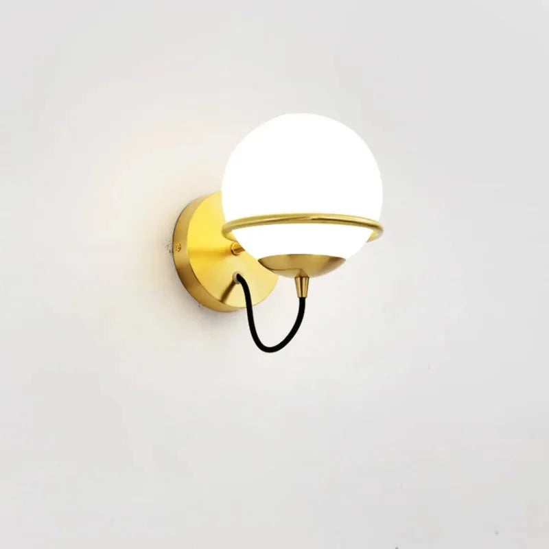 Kinetic Orb Wall Light - Letifly Lights and Decor - Modern Wall Light Glass Orb Curved Metal Arm Bauhaus Style Ambient Lighting