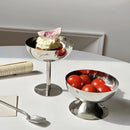 Stainless steel dessert pedestal bowl polished mirror finish modern serveware