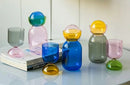 Colorful borosilicate glass water jug and cup set high temperature resistant modern colorful drinkware kitchen table pitcher with lid