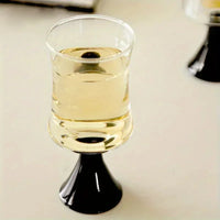 Modern champagne glass black pedestal clear flared goblet machine washable