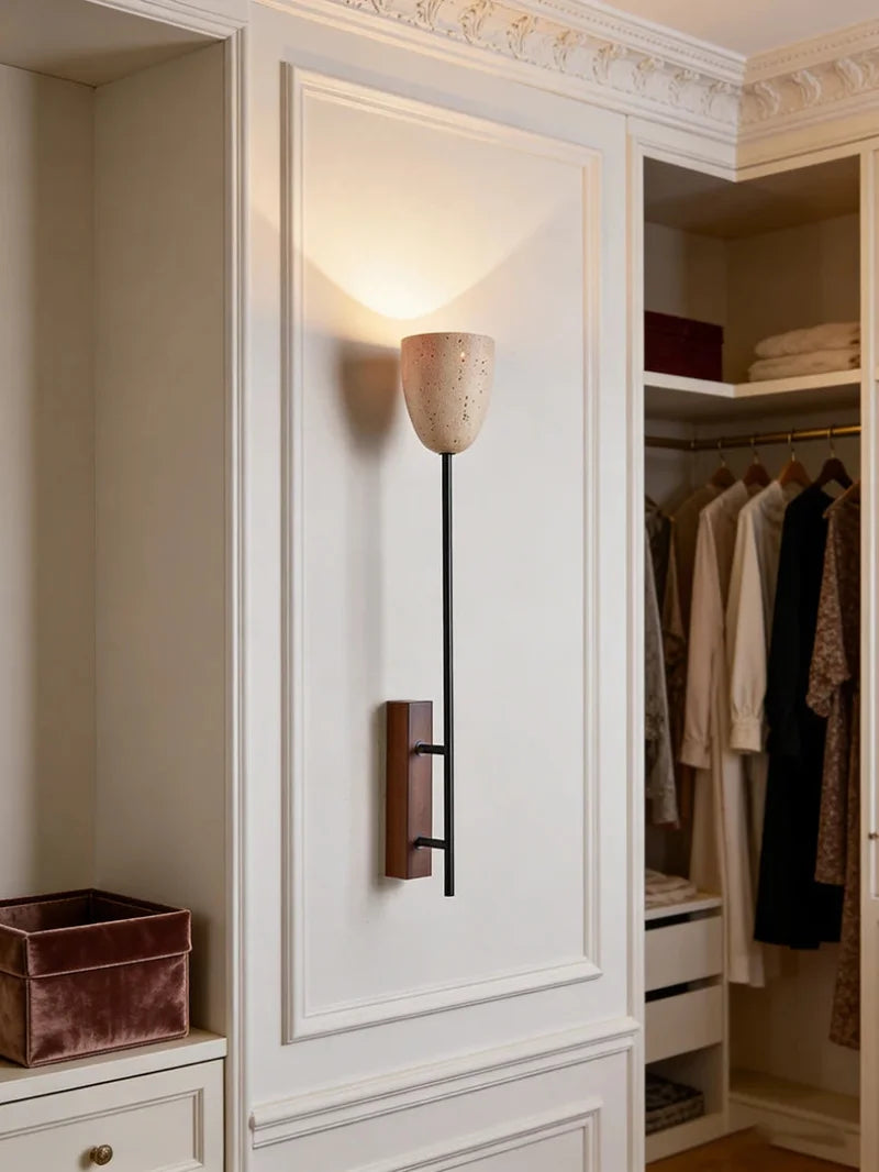 American Retro Style Wall Lamp Natural Stone E27 Bulb For Living Room Bedroom Hotel Wood Base Home Decor Sconce-Letifly Lights and Decor