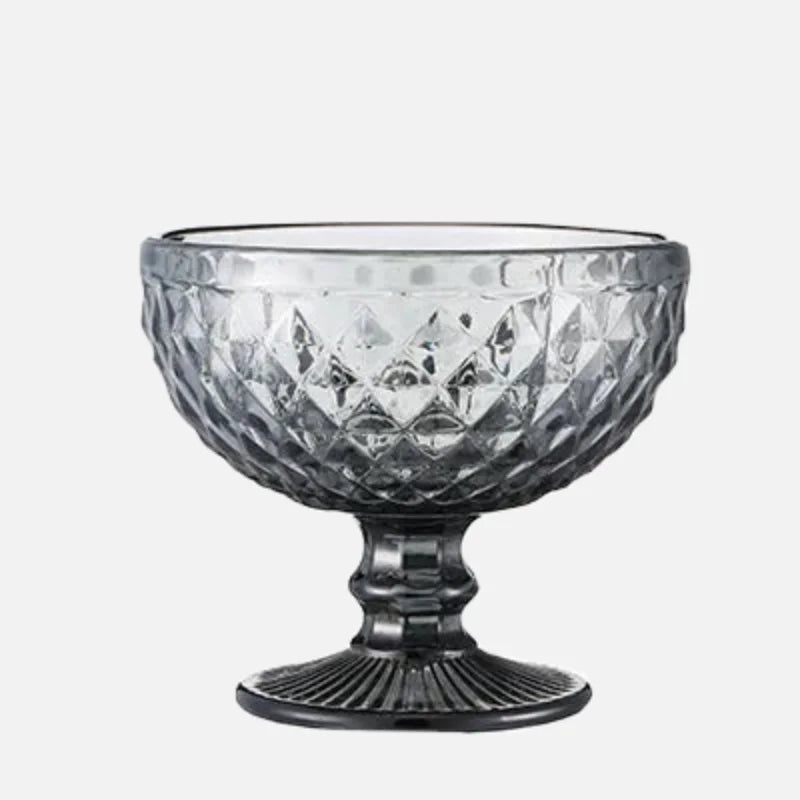 1 PC Vintage Embossed Solid Colored Goblet 300ml 10oz Glasses Goblets Stemware Ice Cream Dessert Cocktail Glass Cup Table Decor-Letifly Lights and Decor