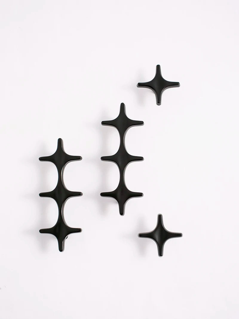 Letifly Lights & Decor - Crossbeam Brass Knobs - Sculptural Brass Cabinet Knobs Cross Shape Antique Gold Black Polished Chrome Hardware