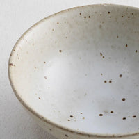 Ceramic retro rice bowls speckled glaze unglazed base set of 4 vintage porcelain bowls