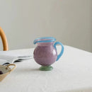 Handblown Glass Vase Colorful Dual Tone Spout Handle Pedestal Decorative Home Accent