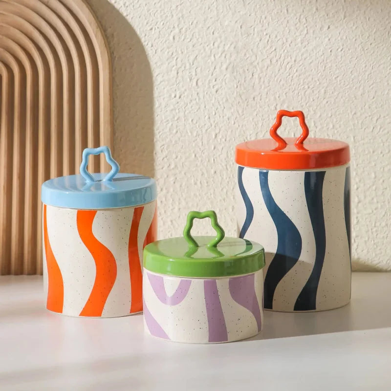 Groovy Glaze Ceramic Storage Jar