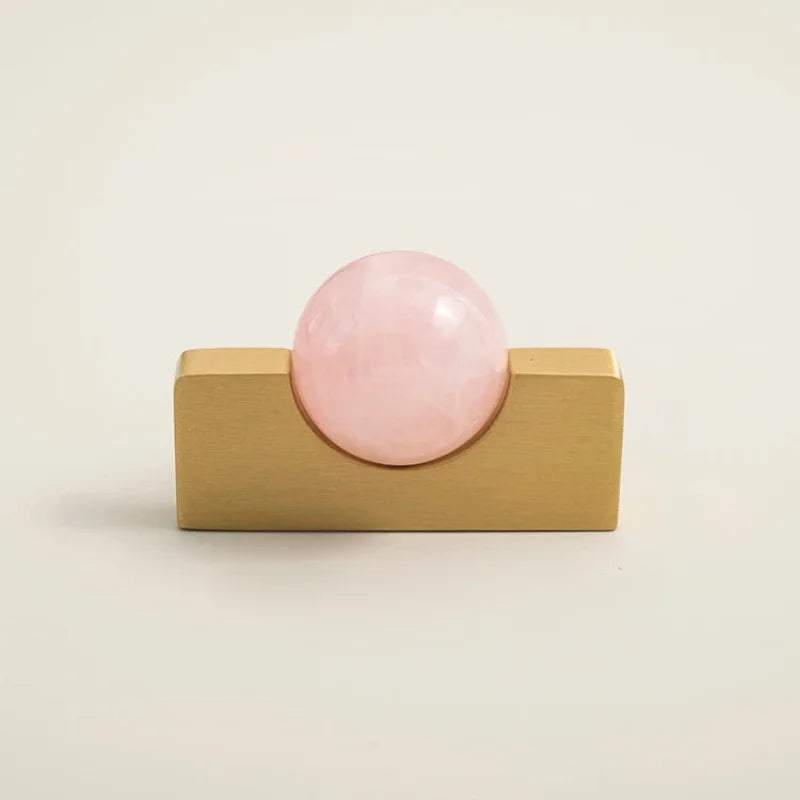 New Light Luxury Cabinet Door Handle High End Brass Wardrobe Handle Natural Crystal Ball Shoe Cabinet Drawer Long Handle-Letifly Lights and Decor