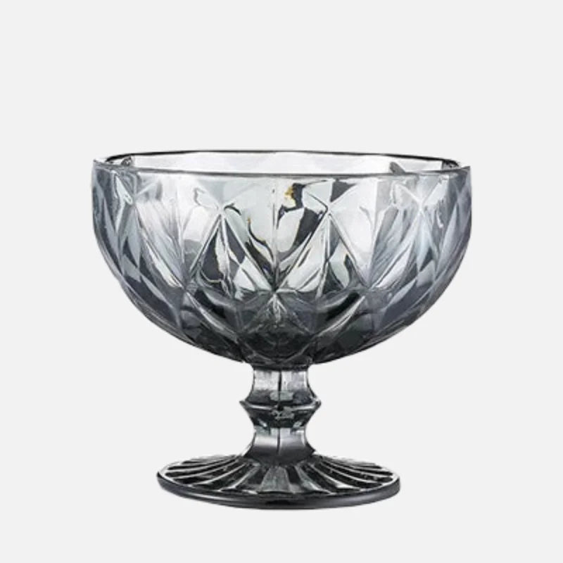 1 PC Vintage Embossed Solid Colored Goblet 300ml 10oz Glasses Goblets Stemware Ice Cream Dessert Cocktail Glass Cup Table Decor-Letifly Lights and Decor
