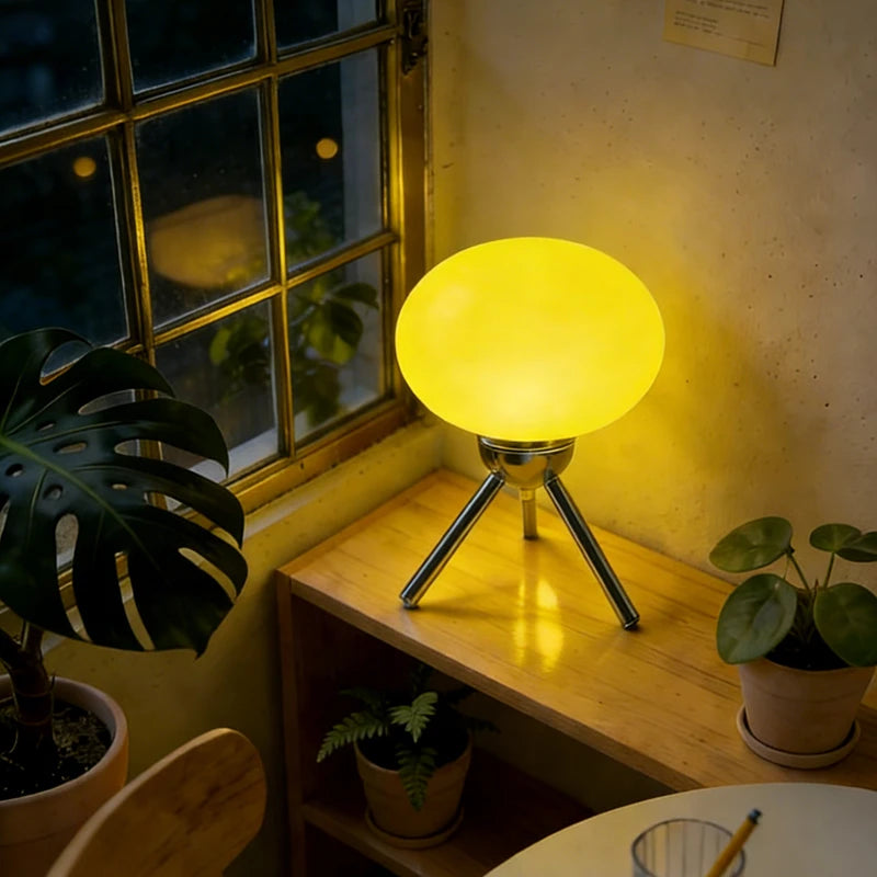 Bauhaus Mid-Century Glass Mushroom Table Lamp Nordic Ins Girls Style Retro Modern Bedroom Bedside Ambient Decor Light-Letifly Lights and Decor